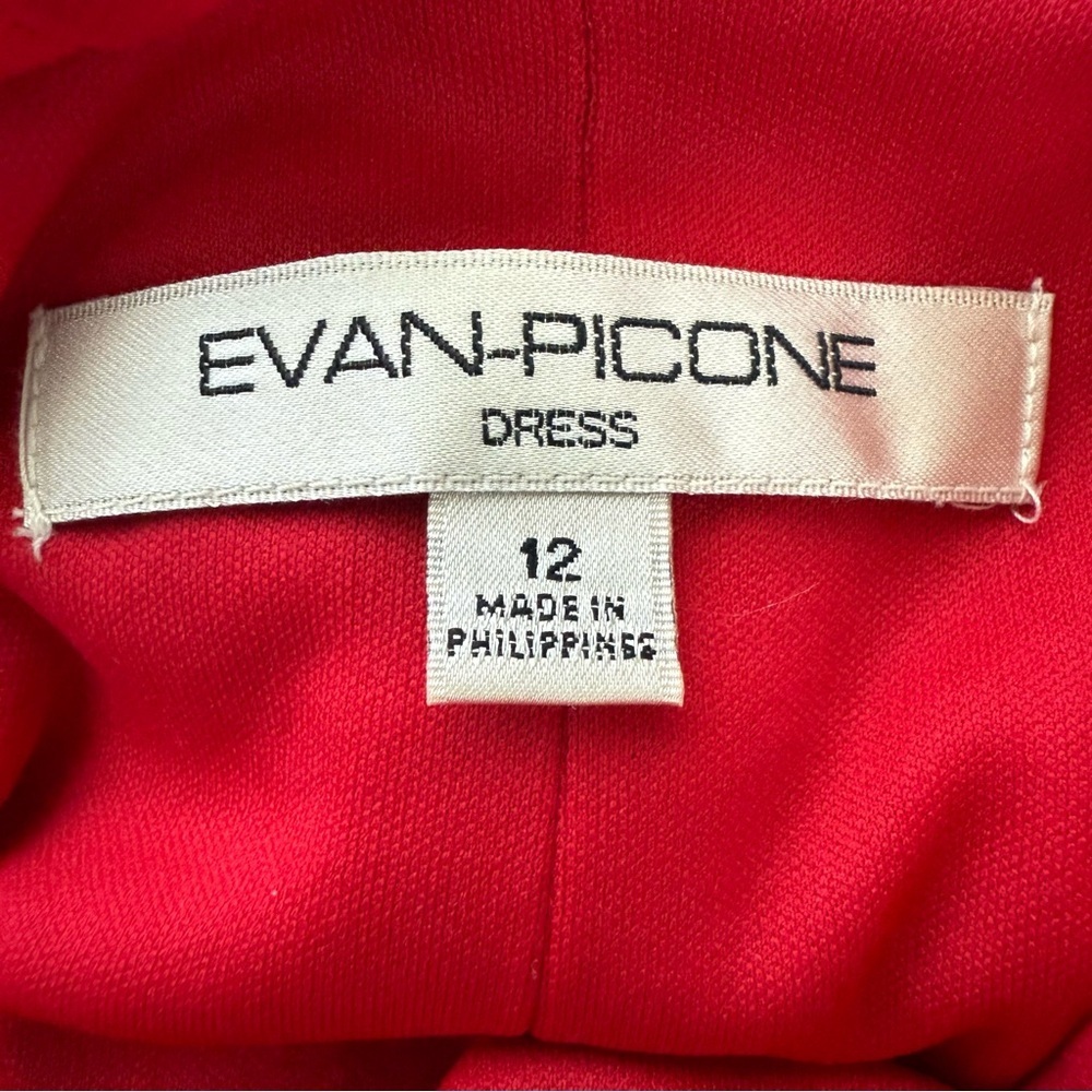 Evan Picone Woman’s Elegant Red Draped Neck Flattering Sheath Midi Dress 12 - Picture 10 of 15